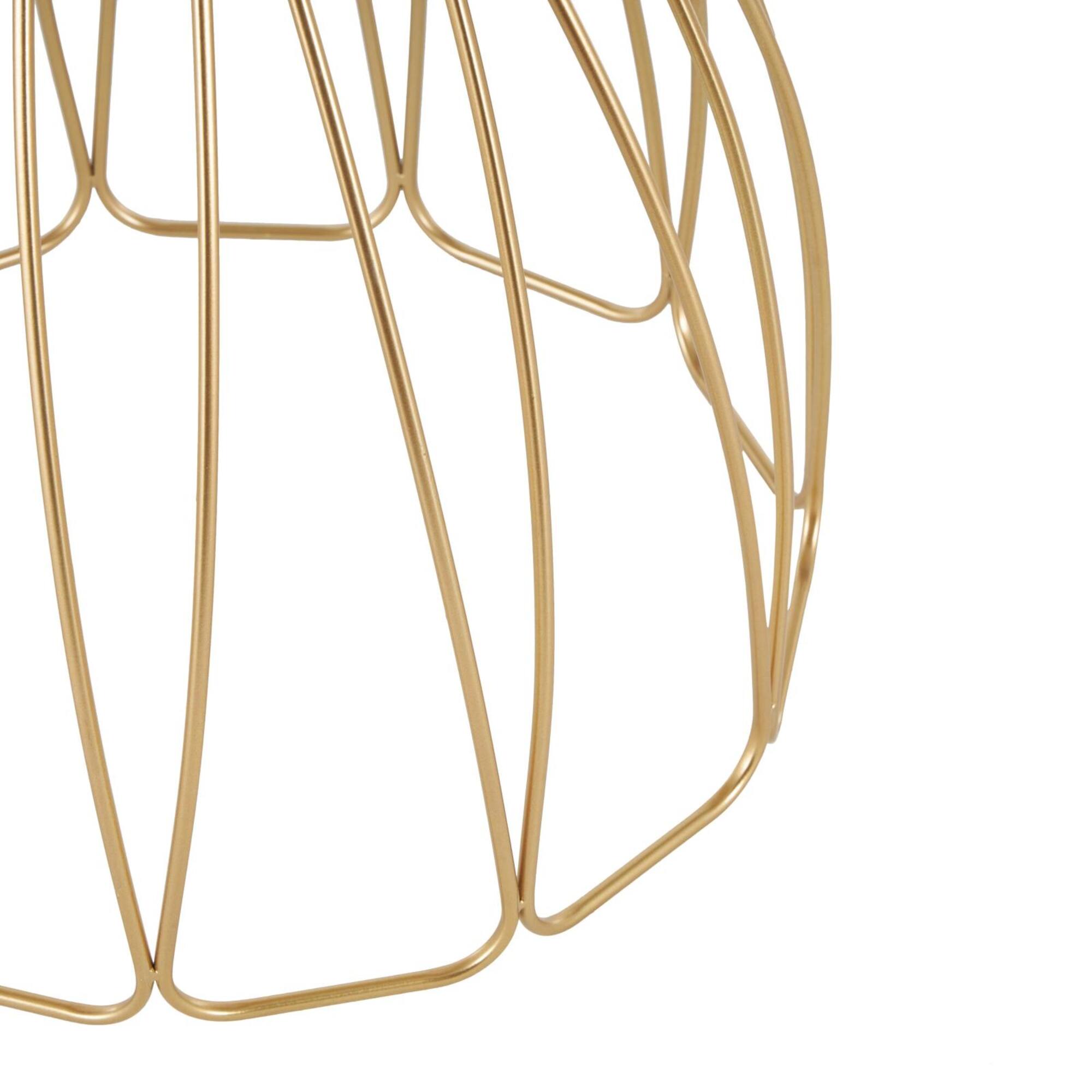 25" Gold Metal Flower Inspired Accent Table with Cream Marble Tabletop